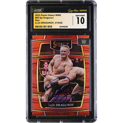 Ilja Dragunov WWE Autographed 2022 Panini Select WWE Red #89 #/249 CGC Fanatics Witnessed Authenticated GEM MINT 10 Card