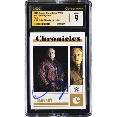 Ilja Dragunov WWE Autographed 2023 Panini Chronicles WWE Red #72 #/199 CGC Fanatics Witnessed Authenticated MINT 9 Card