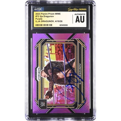 Ilja Dragunov WWE Autographed 2023 Panini Prizm WWE Purple #72 #/149 CGC Fanatics Witnessed Authenticated Card
