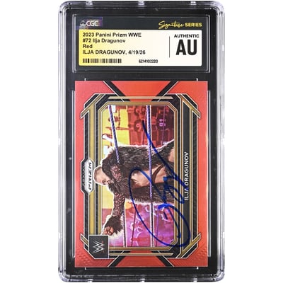 Ilja Dragunov WWE Autographed 2023 Panini Prizm WWE Red #72 #/299 CGC Fanatics Witnessed Authenticated Card
