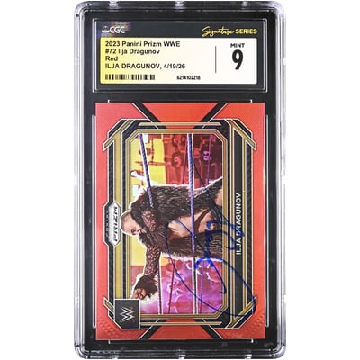 Ilja Dragunov WWE Autographed 2023 Panini Prizm WWE Red #72 #/299 CGC Fanatics Witnessed Authenticated MINT 9 Card