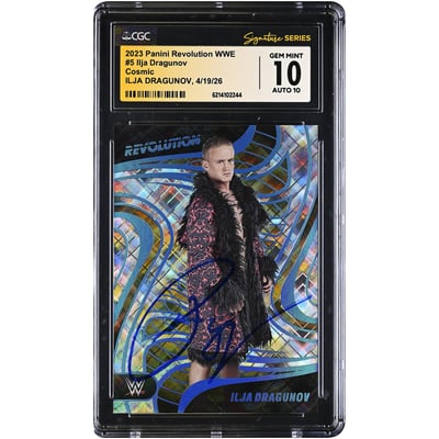 Ilja Dragunov WWE Autographed 2023 Panini Revolution WWE Cosmic #5 #/149 CGC Fanatics Witnessed Authenticated 10/10 Card