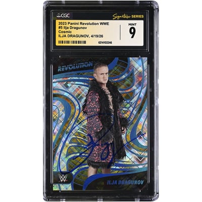 Ilja Dragunov WWE Autographed 2023 Panini Revolution WWE Cosmic #5 #/149 CGC Fanatics Witnessed Authenticated MINT 9 Card