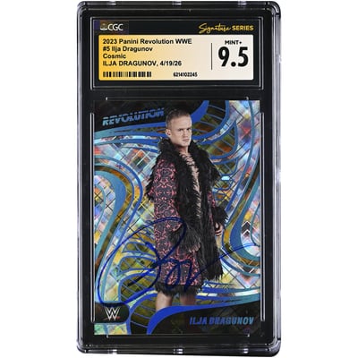 Ilja Dragunov WWE Autographed 2023 Panini Revolution WWE Cosmic #5 #/149 CGC Fanatics Witnessed Authenticated MINT+ 9.5 Card