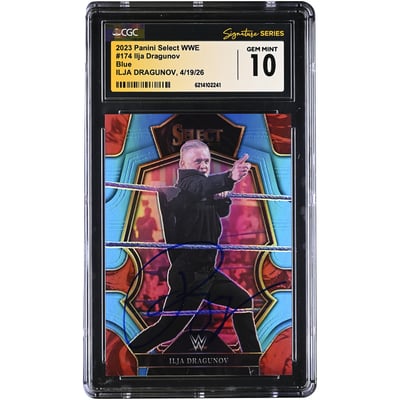 Ilja Dragunov WWE Autographed 2023 Panini Select WWE Blue #174 #/199 CGC Fanatics Witnessed Authenticated GEM MINT 10 Card