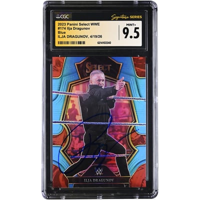 Ilja Dragunov WWE Autographed 2023 Panini Select WWE Blue #174 #/199 CGC Fanatics Witnessed Authenticated MINT+ 9.5 Card