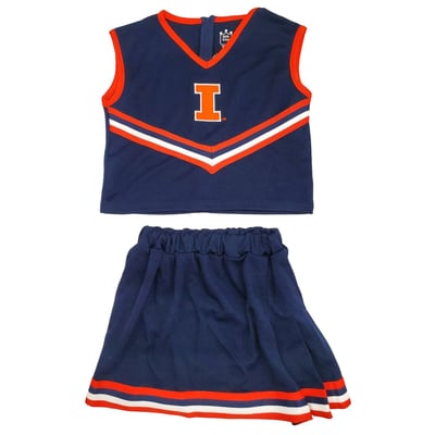  Illinois Fighting Illini Little King Girls Youth Two-Piece Cheer Set - Navy
