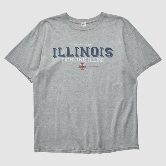Illinois Fighting Illini Anvil 2000s T-shirt - Heather Gray - S by Fanatics Real Vintage