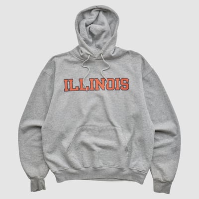 Illinois Fighting Illini Champion 2000s Hooded Pullover Sweatshirt - Heather Gray - S by Fanatics Real Vintage
