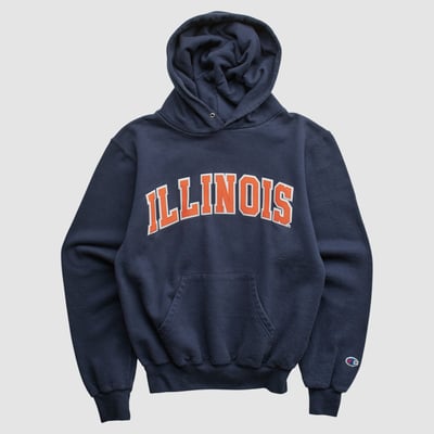 Illinois Fighting Illini Champion 2000s Hooded Pullover Sweatshirt - Navy - XS by Fanatics Real Vintage