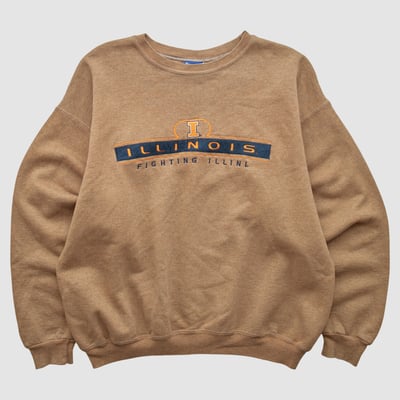 Illinois Fighting Illini Champion 2000s Pullover Sweatshirt - Clay - L by Fanatics Real Vintage