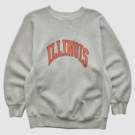 Illinois Fighting Illini Hanes 90s Pullover Sweatshirt - Heather Gray - XS by Fanatics Real Vintage