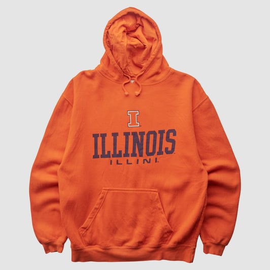 Illinois Fighting Illini J America Sportswear 2000s Hooded Pullover Sweatshirt - Orange - XS by Fanatics Real Vintage