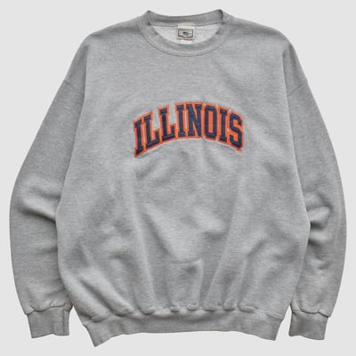 Illinois Fighting Illini Lee Apparel 2000s Pullover Sweatshirt - Heather Gray - M by Fanatics Real Vintage