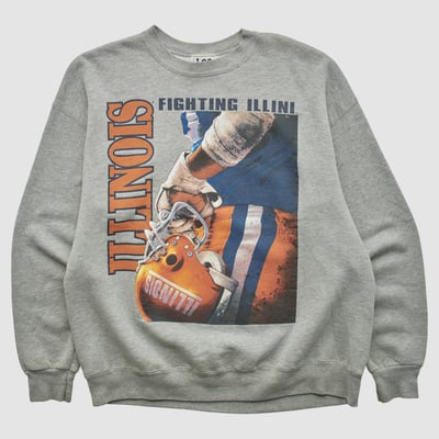 Illinois Fighting Illini Lee Apparel 90s Pullover Sweatshirt - Heather Gray - M by Fanatics Real Vintage