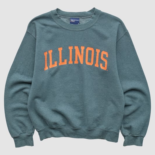 Illinois Fighting Illini MV Sport 2000s Pullover Sweatshirt - Dark Heather Gray - XS by Fanatics Real Vintage