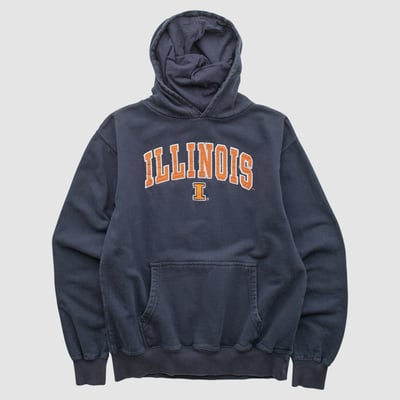 Illinois Fighting Illini Old Varsity Brand 2000s Hooded Pullover Sweatshirt - Navy - XXS by Fanatics Real Vintage