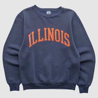 Illinois Fighting Illini Russell 90s Pullover Sweatshirt - Navy - XS by Fanatics Real Vintage