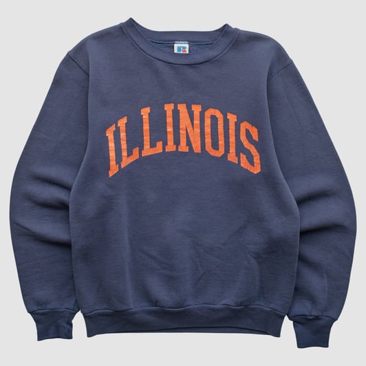 Illinois Fighting Illini Russell 90s Pullover Sweatshirt - Navy - XS by Fanatics Real Vintage