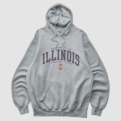 Illinois Fighting Illini Soffe 2000s Hooded Pullover Sweatshirt - Gray - M by Fanatics Real Vintage
