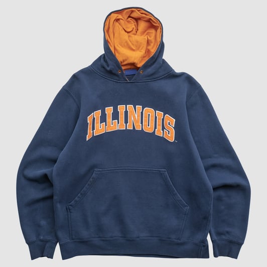 Illinois Fighting Illini Team Edition Apparel 2000s Hooded Pullover Sweatshirt - Navy - M by Fanatics Real Vintage