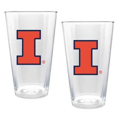 Illinois Fighting Illini Two-Piece 16oz. Double Play Pint Glass Set