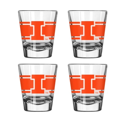 Illinois Fighting Illini Logo Brands Four-Piece Stripe Shot Glass Set