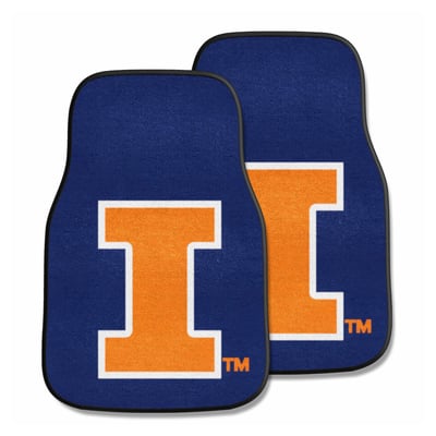 Illinois Fighting Illini Logo Brands Two-Piece Carpet Car Mat Set