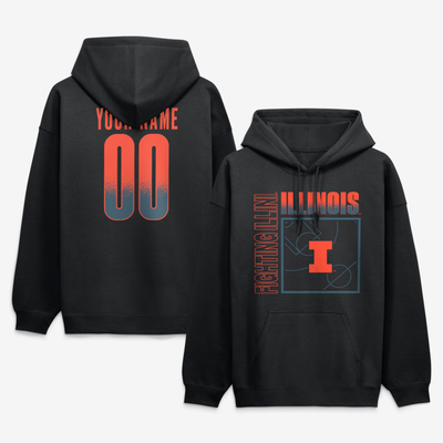 Illinois Fighting Illini Big & Tall Home Court Pop Personalized Any Name & Number Hoodie - Black