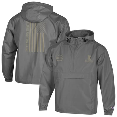  Illinois Fighting Illini Champion OHT Flag Packable Jacket - Graphite