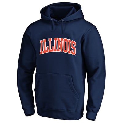  Illinois Fighting Illini Champion Arch Over Tackle Twill Hoodie - Navy