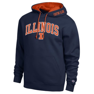  Illinois Fighting Illini Champion Arch Tackle Twill Hoodie - Navy