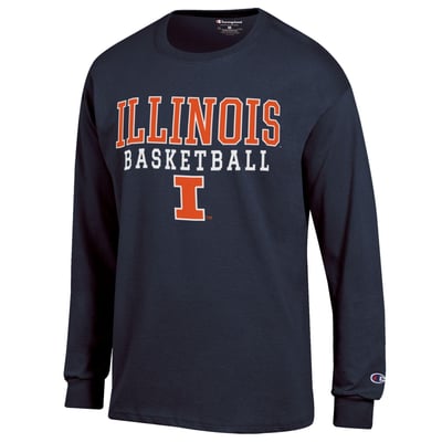 Illinois Fighting Illini Champion Basketball Stack Long Sleeve T-Shirt - Navy