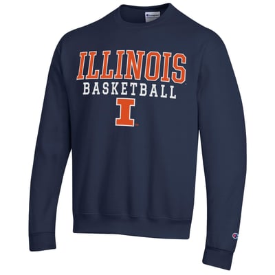 Illinois Fighting Illini Champion Basketball Stack Sweatshirt - Navy