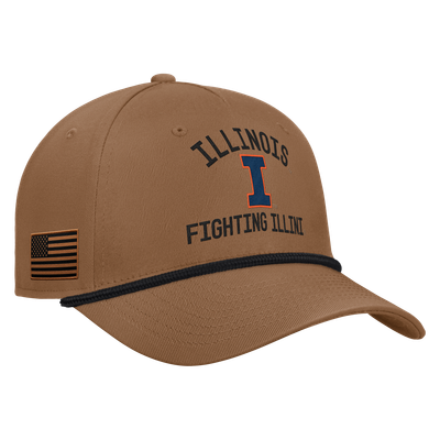 Illinois Fighting Illini Nike 2026 Military Appreciation Rope Rise 5-Panel Adjustable Hat - Brown