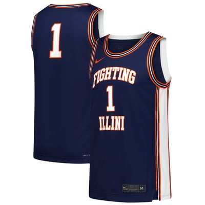 #1 Illinois Fighting Illini Nike Replica Basketball Jersey - Navy