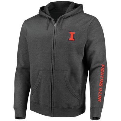Illinois Fighting Illini Profile Big & Tall Full-Zip Hoodie - Heather Charcoal