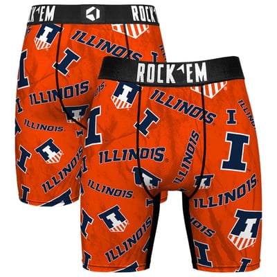  Illinois Fighting Illini Rock Em All Over Logo Boxer Briefs - Orange