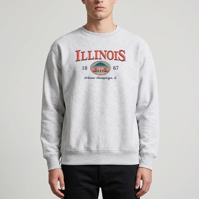  Illinois Fighting Illini Uscape Apparel New Heights Heavyweight Sweatshirt - Heather Gray