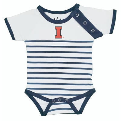 Illinois Fighting Illini Little King Newborn & Infant Shoulder Snap Bodysuit - Navy/White