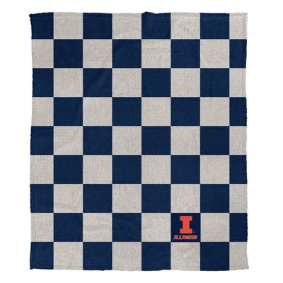 Illinois Fighting Illini Pegasus Checkered Logo Patch 50" x 60" Cozy Knit Blanket