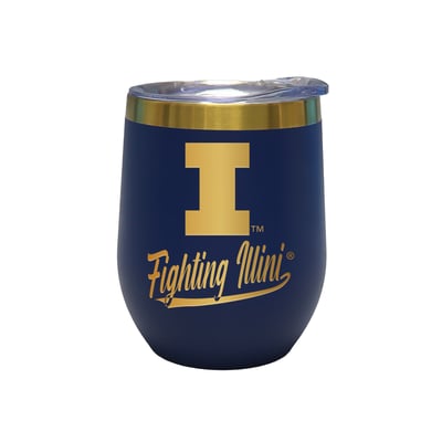 Illinois Fighting Illini The Memory Company 12oz. Stainless Steel Gold Lettering Stemless Wine Tumbler