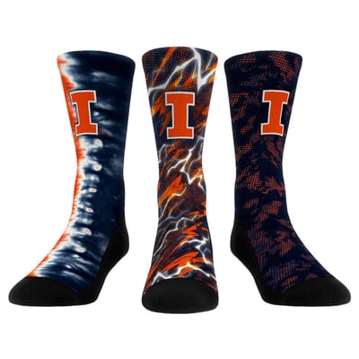 Illinois Fighting Illini Rock Em Unisex Three-Piece Team Tones Crew Socks Set