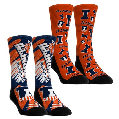 Illinois Fighting Illini Rock Em Unisex Two-Piece Team Blast Crew Socks Set