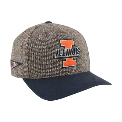Illinois Fighting Illini Zephyr Unisex Tweed Pinched Crown Adjustable Hat - Brown/Navy