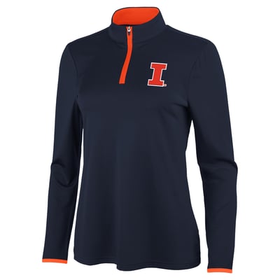 Illinois Fighting Illini Antigua Women's Brink Quarter-Zip Pullover - Navy/Orange