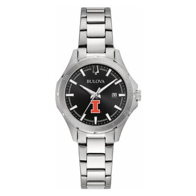 Illinois Fighting Illini Bulova Women's Stainless Steel Sport Classic Watch - Black