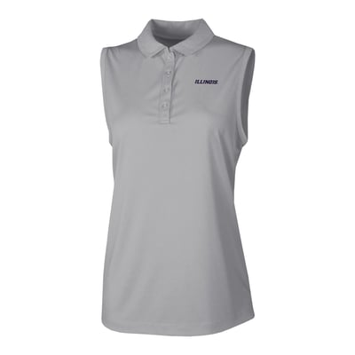  Illinois Fighting Illini Columbia Women's Ace Flair Sleeveless Tank Polo - Gray
