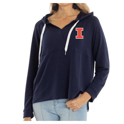 Illinois Fighting Illini Flying Colors Apparel Women's Christine Cross Front Pullover Hoodie - Navy
