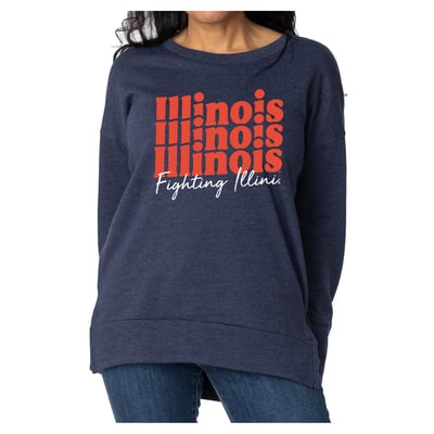 Illinois Fighting Illini Flying Colors Apparel Women's Marly Side Split Sweatshirt - Navy
